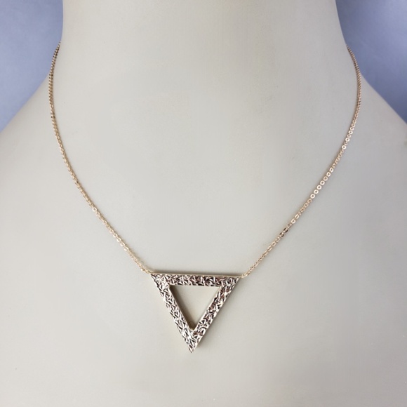 14 Karat Yellow Gold Triangle Pendant Necklace #20634 - Picture 7 of 8